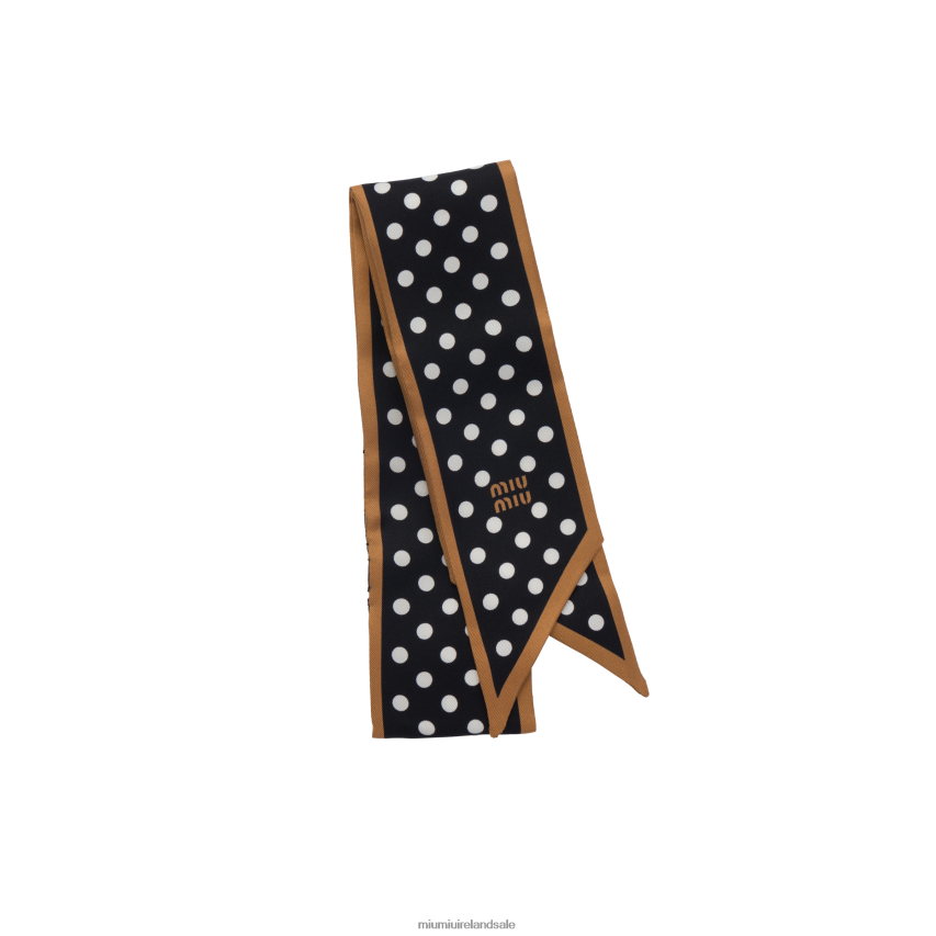 IE Miu MiuAccessories Printed Twill Scarf Black/Caramel XJN62J1233
