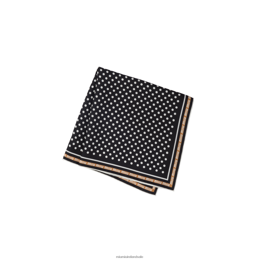 IE Miu MiuAccessories Printed Twill Scarf Black/Caramel XJN62J1235