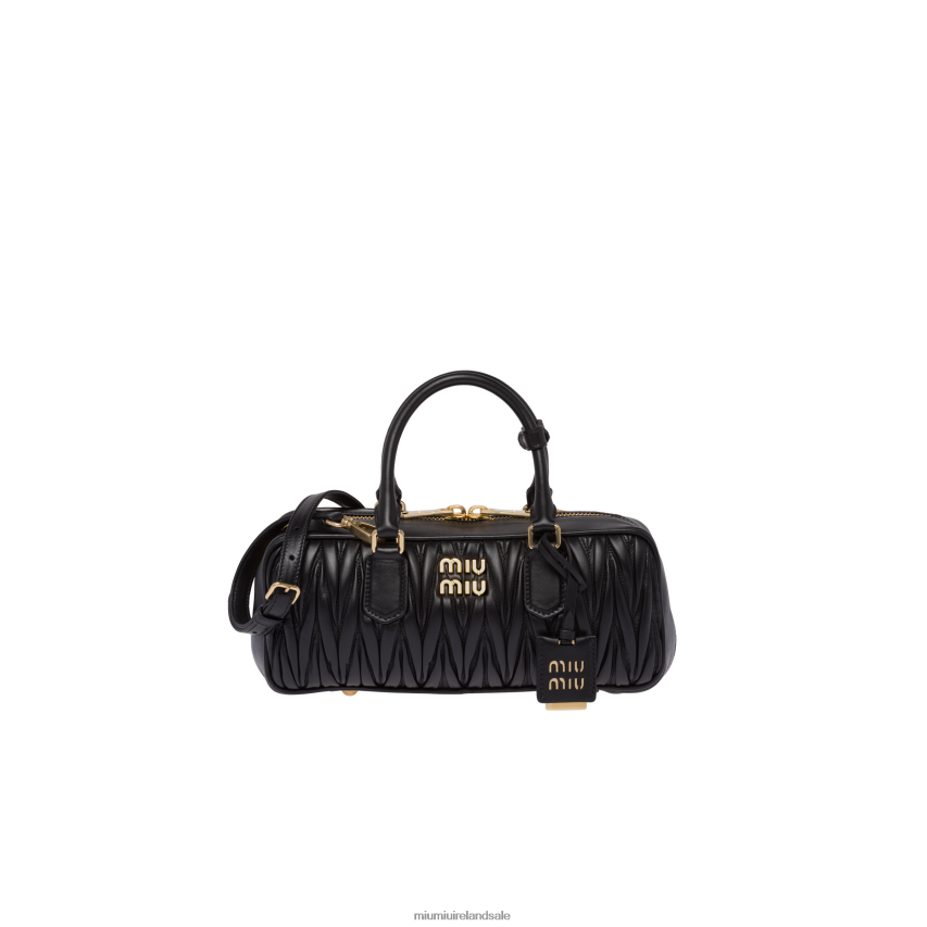 IE Miu MiuCollection Arcadie Matelasse Nappa Leather Bag Black XJN62J46