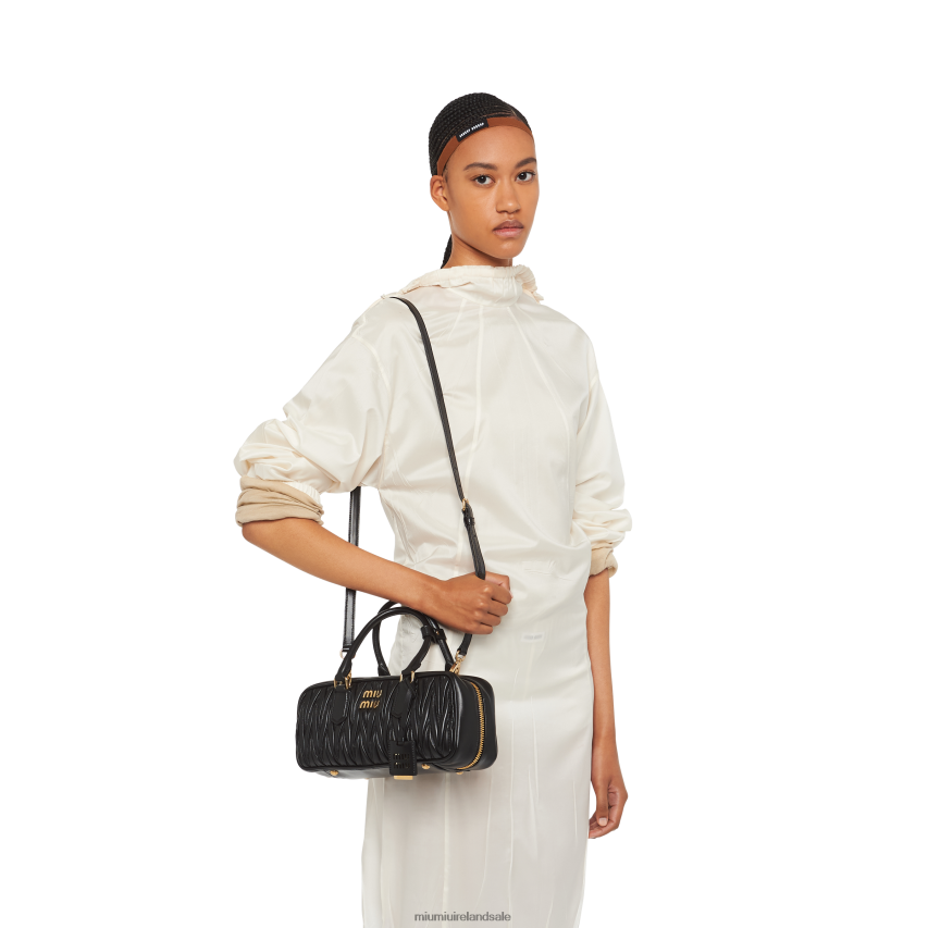IE Miu MiuCollection Arcadie Matelasse Nappa Leather Bag Black XJN62J46