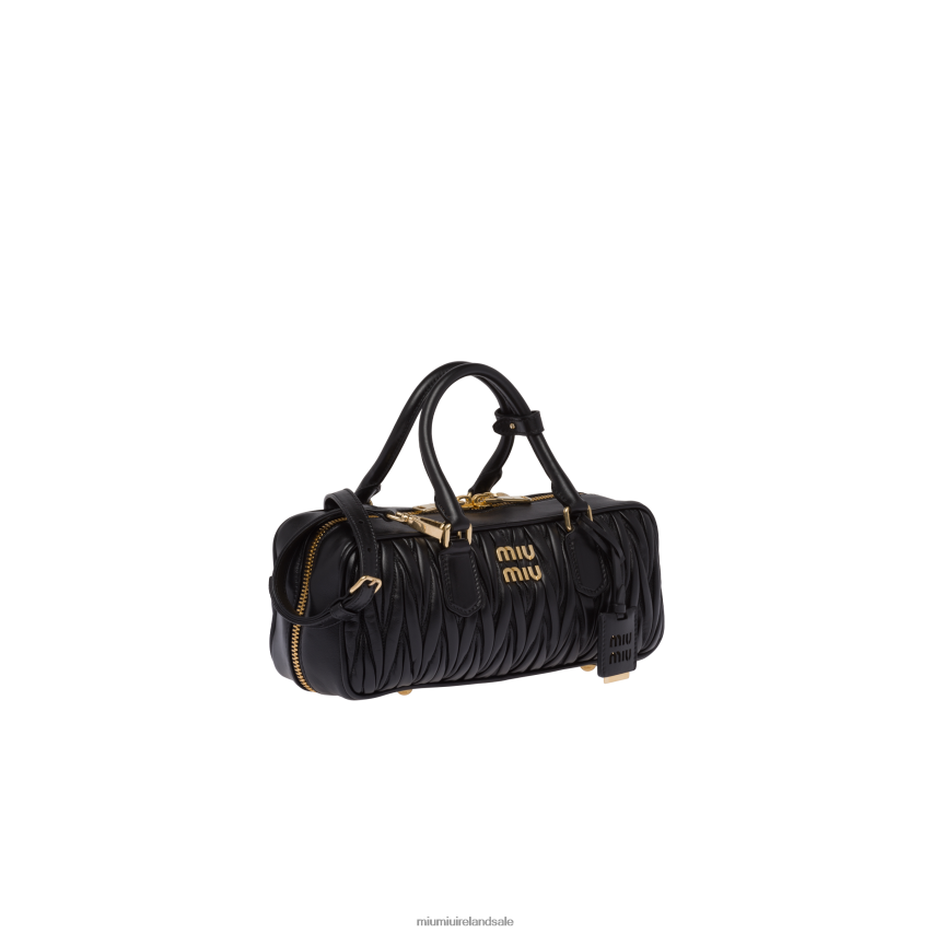 IE Miu MiuCollection Arcadie Matelasse Nappa Leather Bag Black XJN62J46