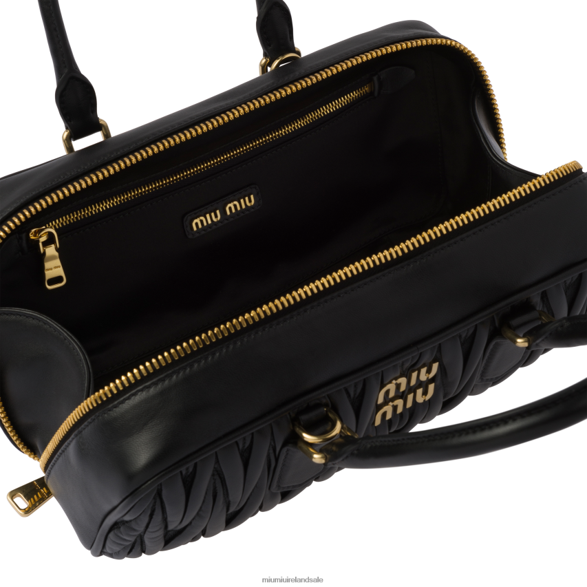 IE Miu MiuCollection Arcadie Matelasse Nappa Leather Bag Black XJN62J46