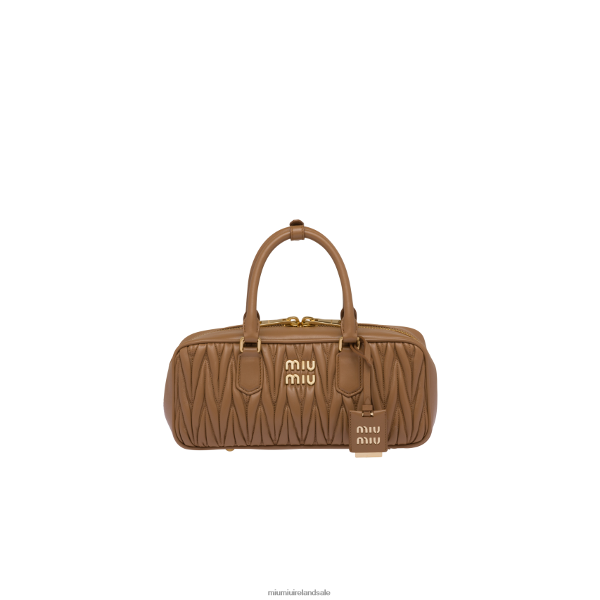 IE Miu MiuCollection Arcadie Matelasse Nappa Leather Bag Caramel XJN62J47