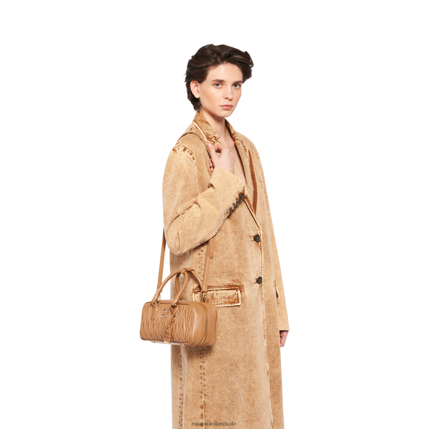 IE Miu MiuCollection Arcadie Matelasse Nappa Leather Bag Caramel XJN62J47