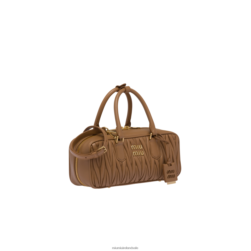 IE Miu MiuCollection Arcadie Matelasse Nappa Leather Bag Caramel XJN62J47