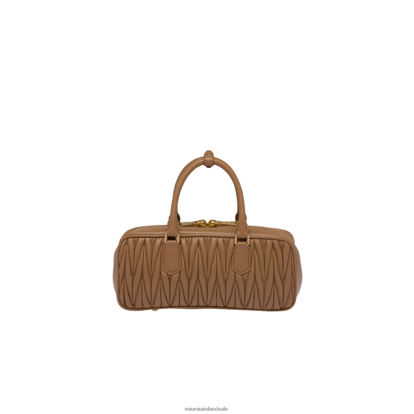 IE Miu MiuCollection Arcadie Matelasse Nappa Leather Bag Caramel XJN62J47