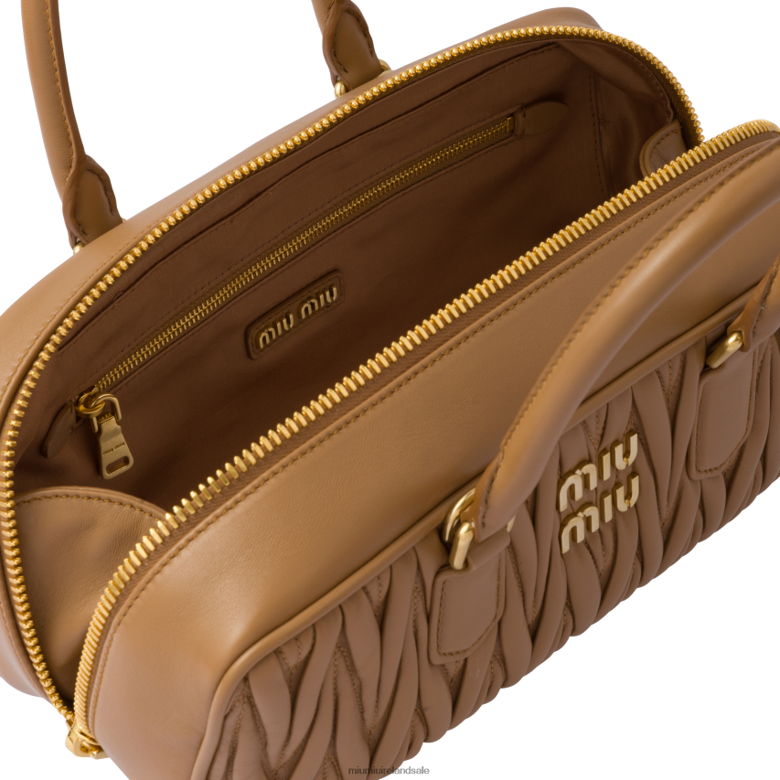 IE Miu MiuCollection Arcadie Matelasse Nappa Leather Bag Caramel XJN62J47