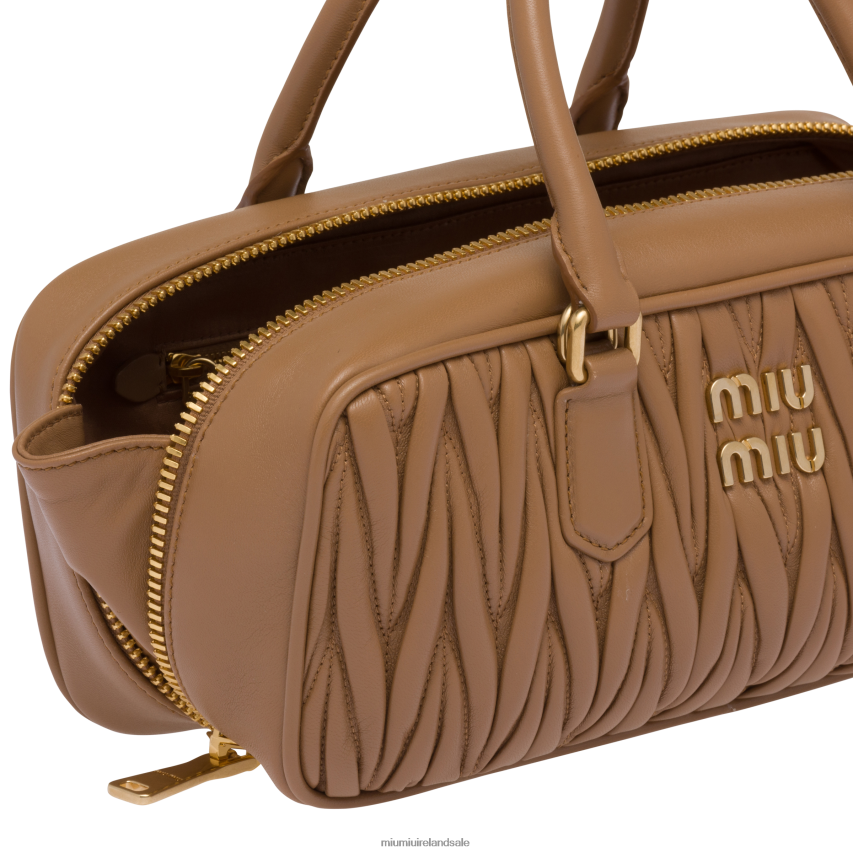 IE Miu MiuCollection Arcadie Matelasse Nappa Leather Bag Caramel XJN62J47