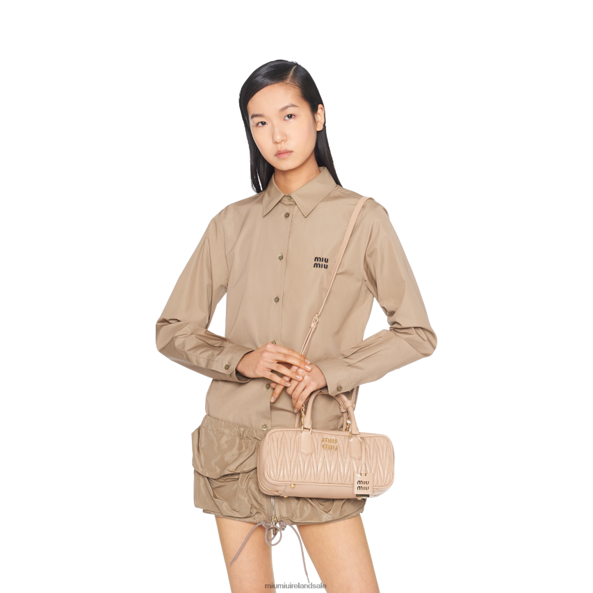 IE Miu MiuCollection Arcadie Matelasse Nappa Leather Bag Sand Beige XJN62J48