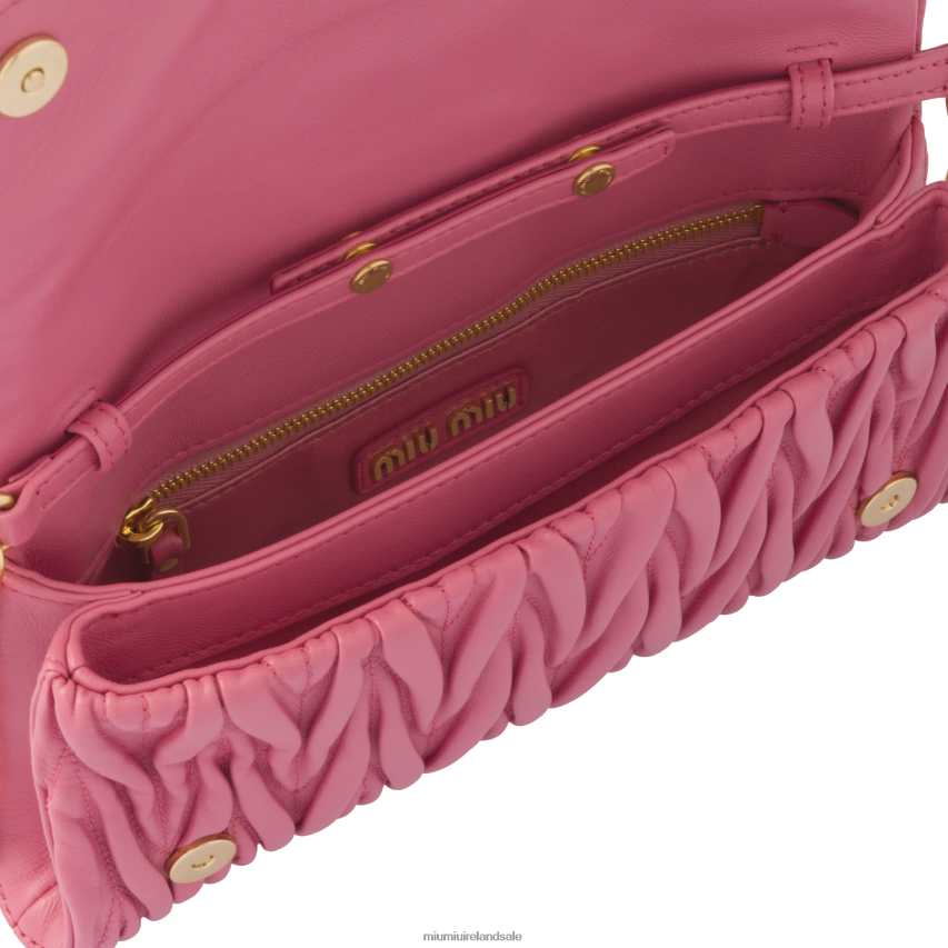 IE Miu MiuCollection Matelasse Nappa Leather Shoulder Bag Begonia Pink XJN62J75