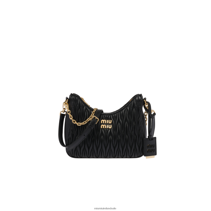 IE Miu MiuCollection Matelasse Nappa Leather Shoulder Bag Black XJN62J60
