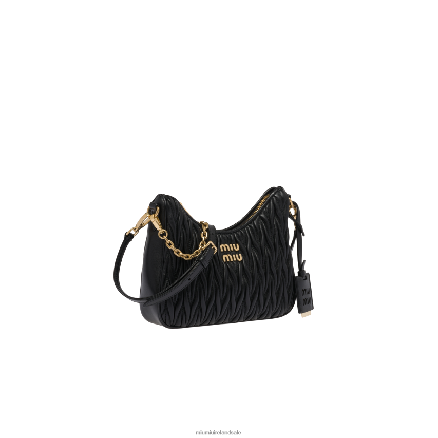 IE Miu MiuCollection Matelasse Nappa Leather Shoulder Bag Black XJN62J60