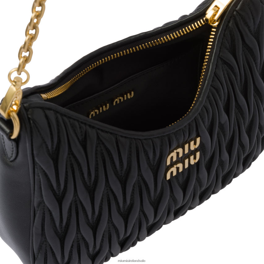 IE Miu MiuCollection Matelasse Nappa Leather Shoulder Bag Black XJN62J60
