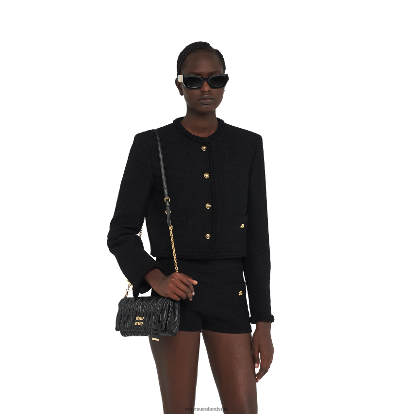 IE Miu MiuCollection Matelasse Nappa Leather Shoulder Bag Black XJN62J73