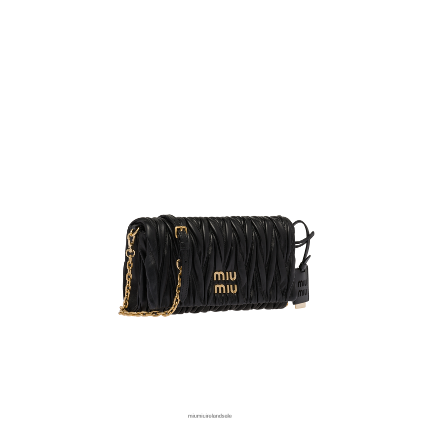 IE Miu MiuCollection Matelasse Nappa Leather Shoulder Bag Black XJN62J73