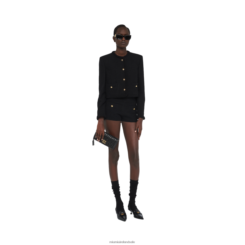 IE Miu MiuCollection Matelasse Nappa Leather Shoulder Bag Black XJN62J73