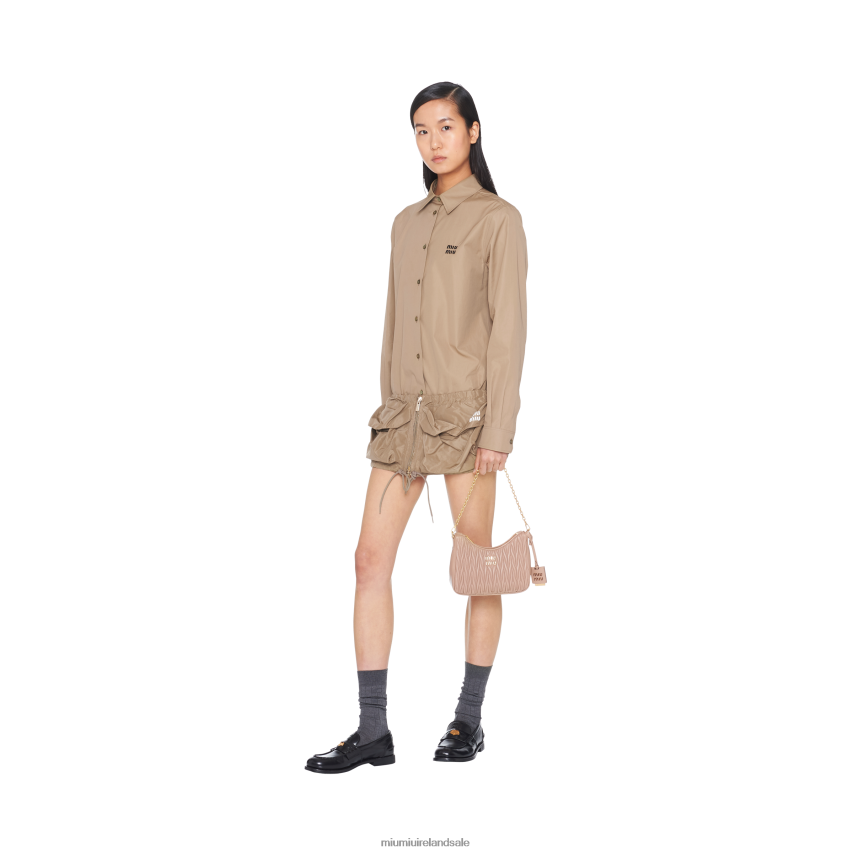 IE Miu MiuCollection Matelasse Nappa Leather Shoulder Bag Cameo XJN62J58