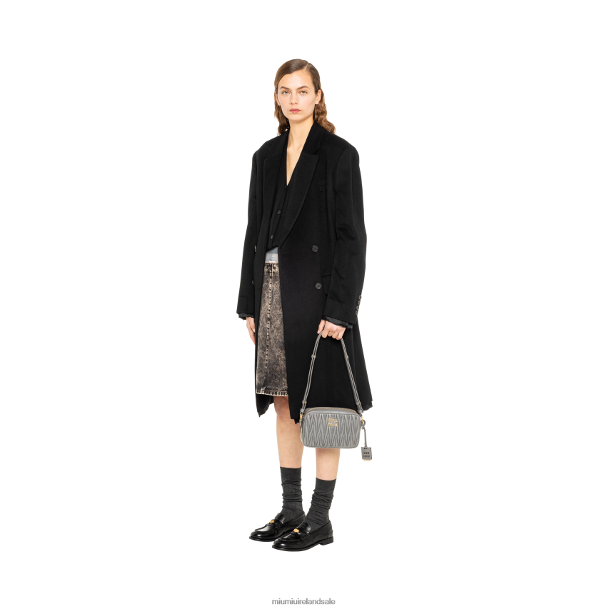 IE Miu MiuCollection Matelasse Nappa Leather Shoulder Bag Marble Gray XJN62J72