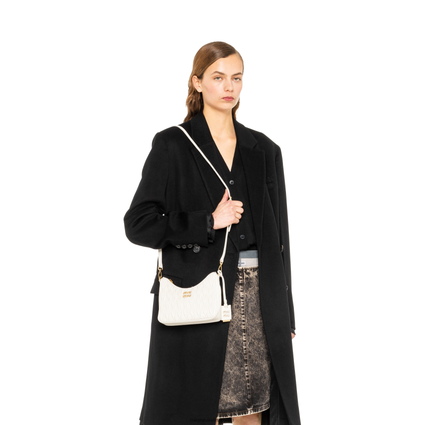 IE Miu MiuCollection Matelasse Nappa Leather Shoulder Bag White XJN62J57