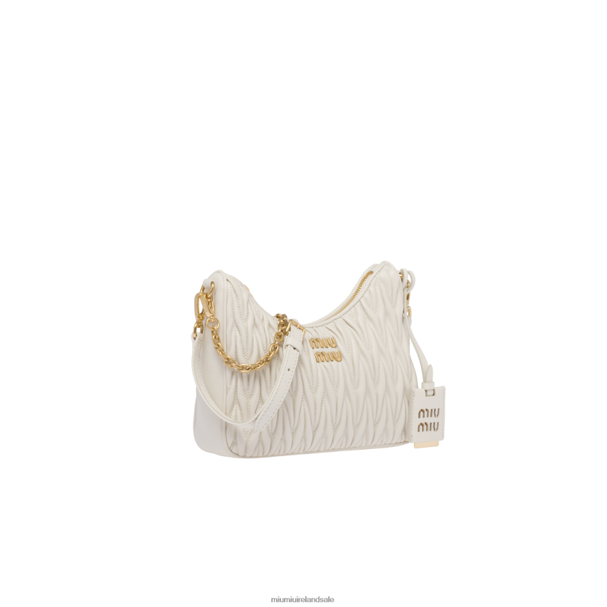 IE Miu MiuCollection Matelasse Nappa Leather Shoulder Bag White XJN62J57