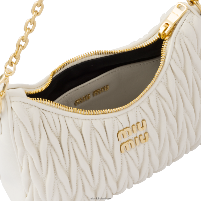 IE Miu MiuCollection Matelasse Nappa Leather Shoulder Bag White XJN62J57