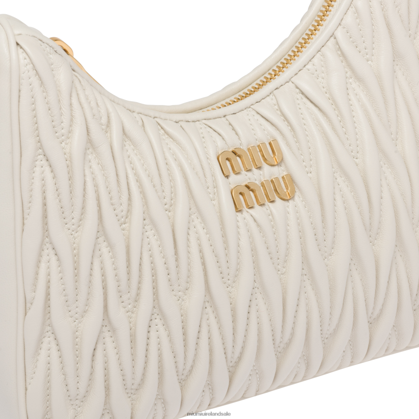 IE Miu MiuCollection Matelasse Nappa Leather Shoulder Bag White XJN62J57