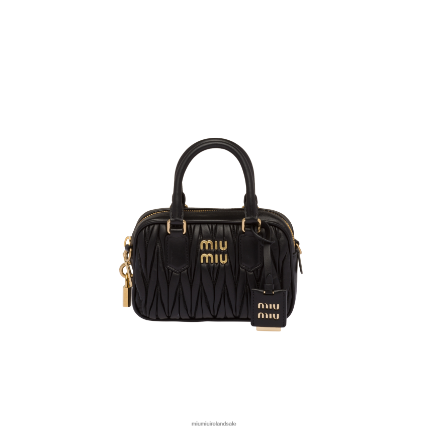 IE Miu MiuCollection Matelasse Nappa Leather Top-handle Bag Black XJN62J39