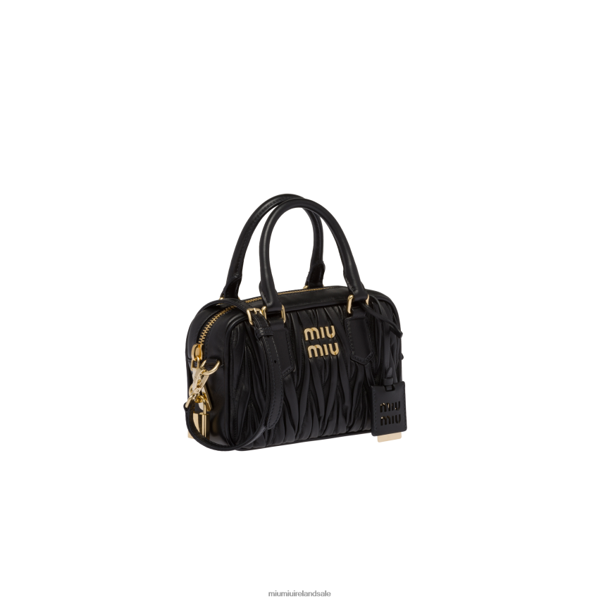 IE Miu MiuCollection Matelasse Nappa Leather Top-handle Bag Black XJN62J39