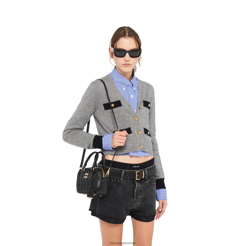 IE Miu MiuCollection Matelasse Nappa Leather Top-handle Bag Black XJN62J39