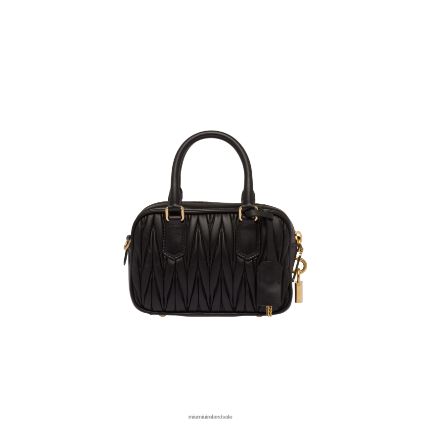 IE Miu MiuCollection Matelasse Nappa Leather Top-handle Bag Black XJN62J39
