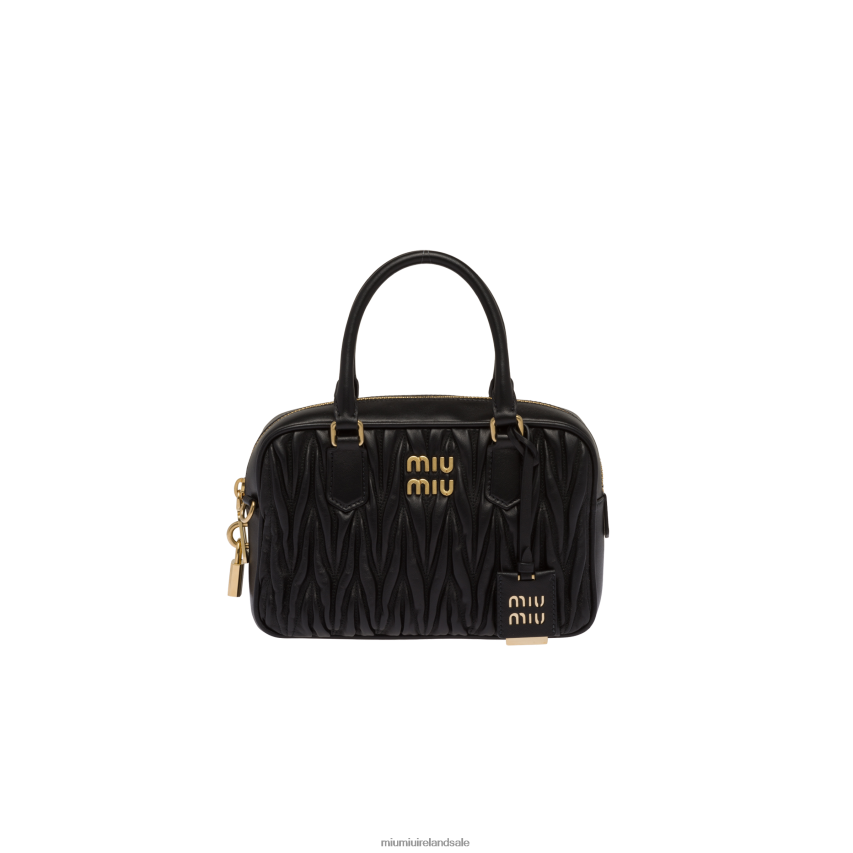 IE Miu MiuCollection Matelasse Nappa Leather Top-handle Bag Black XJN62J67