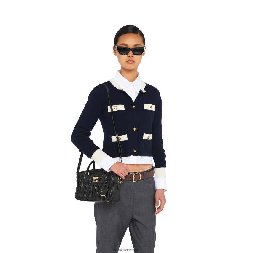 IE Miu MiuCollection Matelasse Nappa Leather Top-handle Bag Black XJN62J67