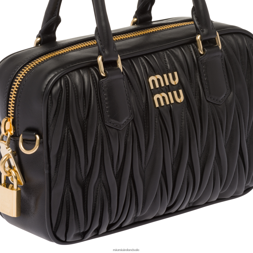 IE Miu MiuCollection Matelasse Nappa Leather Top-handle Bag Black XJN62J67