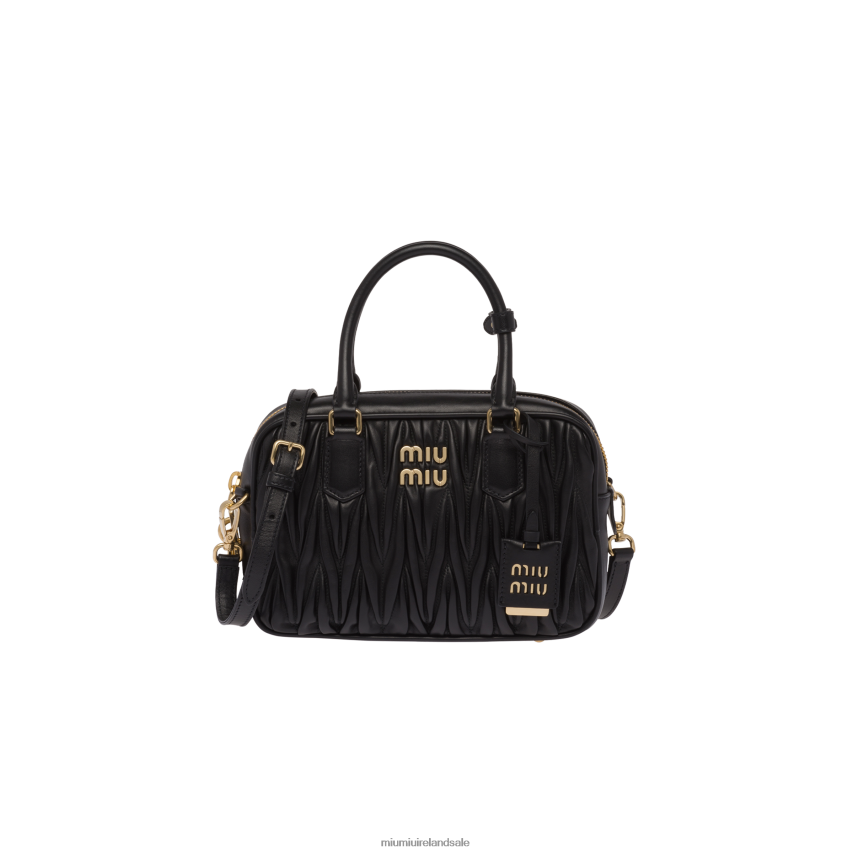 IE Miu MiuCollection Matelasse Nappa Leather Top-handle Bag Black XJN62J69