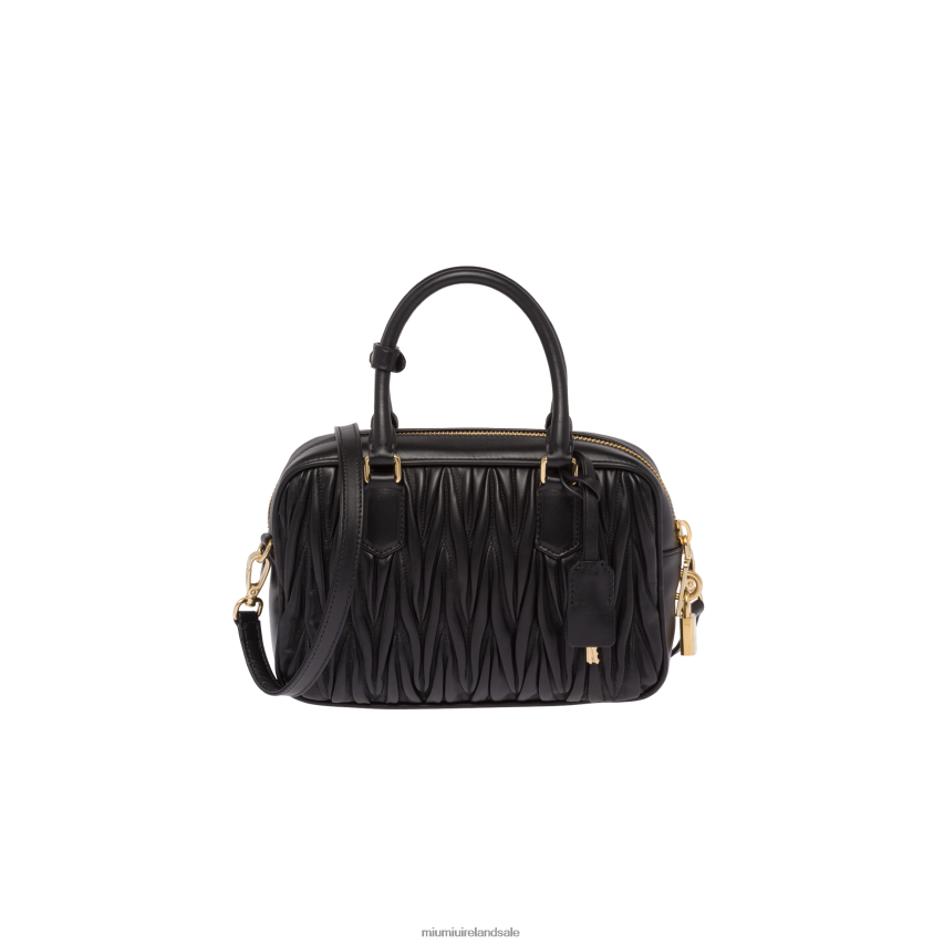 IE Miu MiuCollection Matelasse Nappa Leather Top-handle Bag Black XJN62J69