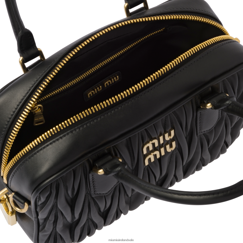 IE Miu MiuCollection Matelasse Nappa Leather Top-handle Bag Black XJN62J69