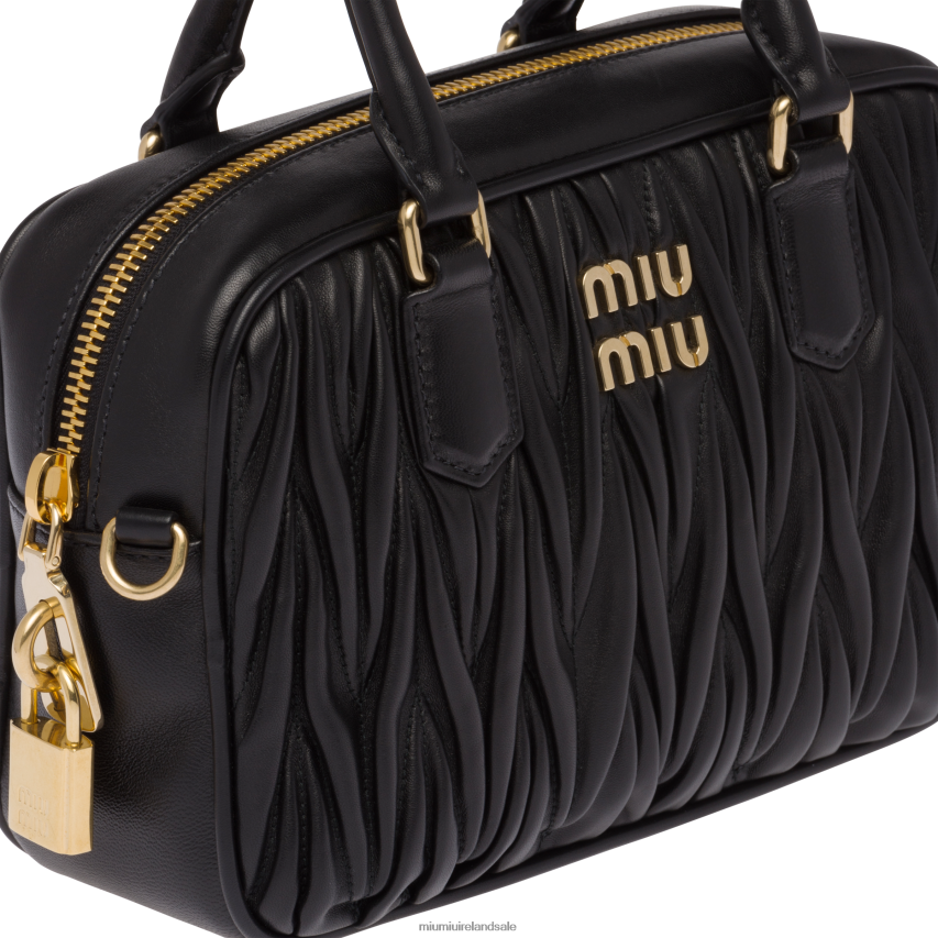 IE Miu MiuCollection Matelasse Nappa Leather Top-handle Bag Black XJN62J69