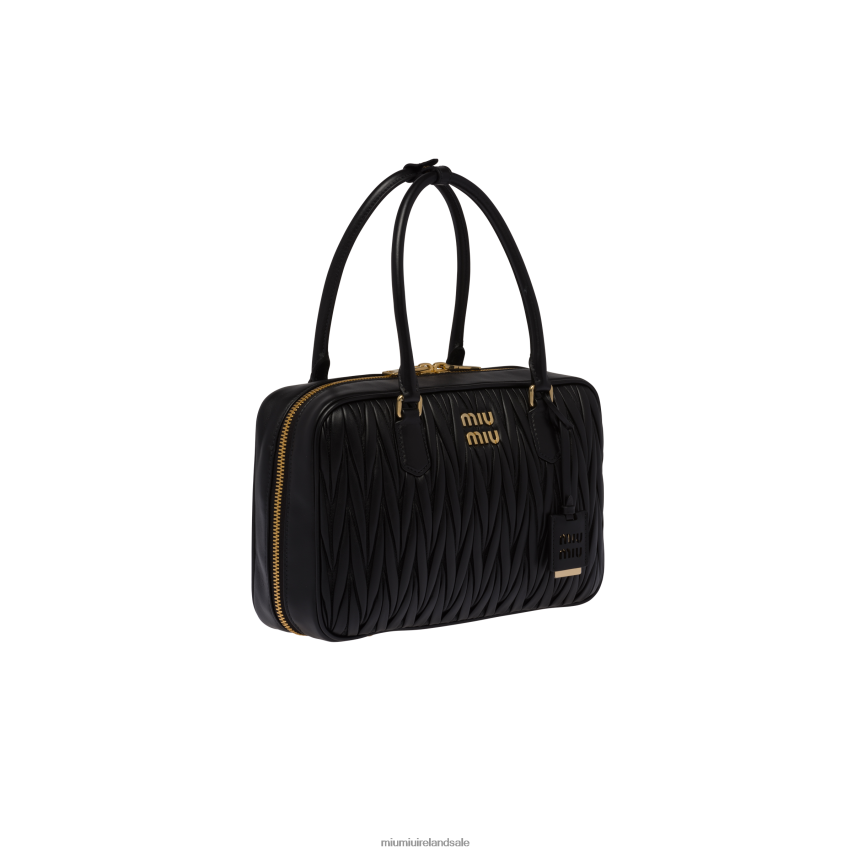 IE Miu MiuCollection Matelasse Nappa Leather Top-handle Bag Black XJN62J70
