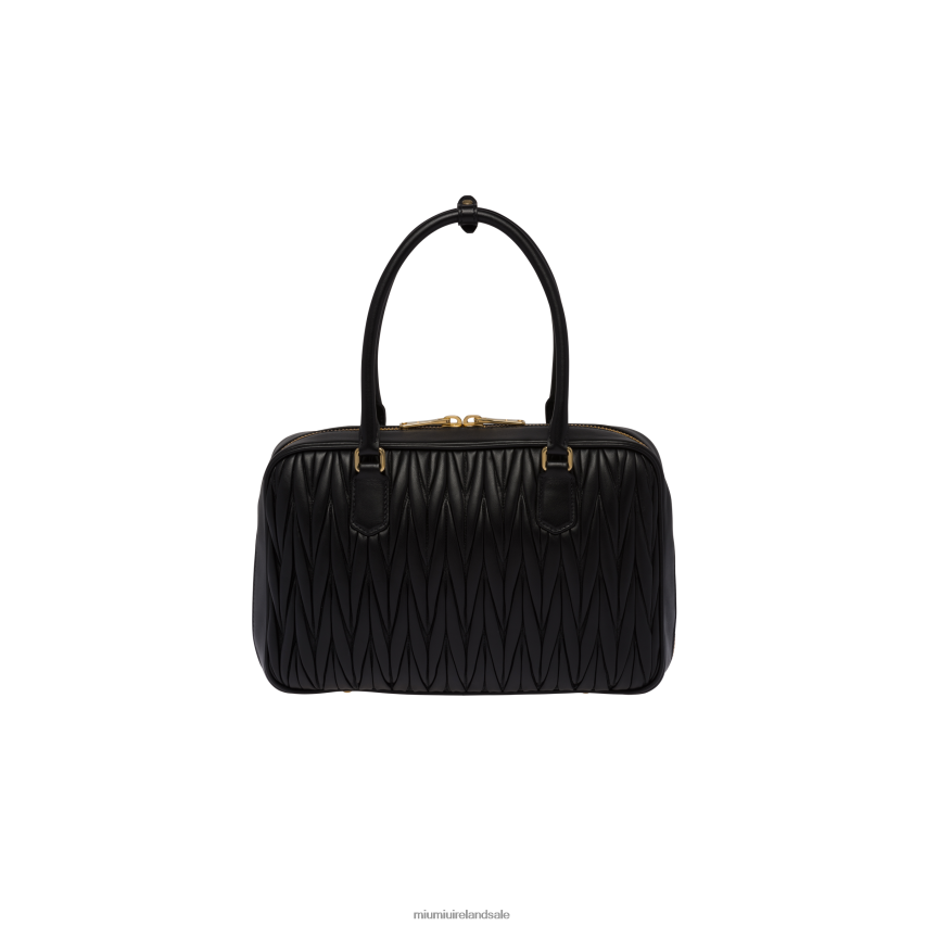 IE Miu MiuCollection Matelasse Nappa Leather Top-handle Bag Black XJN62J70