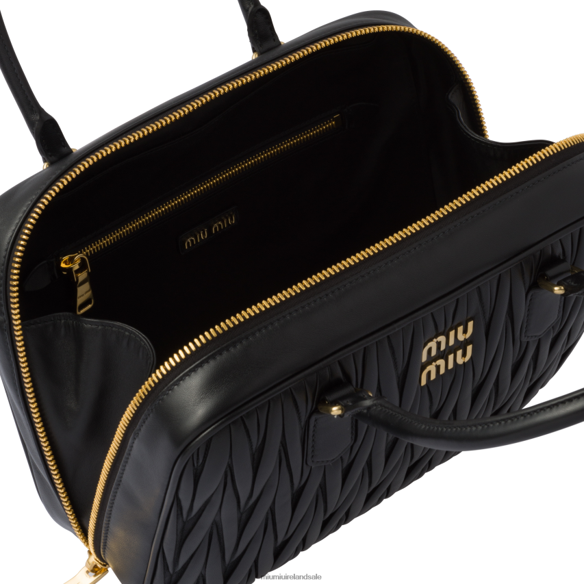 IE Miu MiuCollection Matelasse Nappa Leather Top-handle Bag Black XJN62J70
