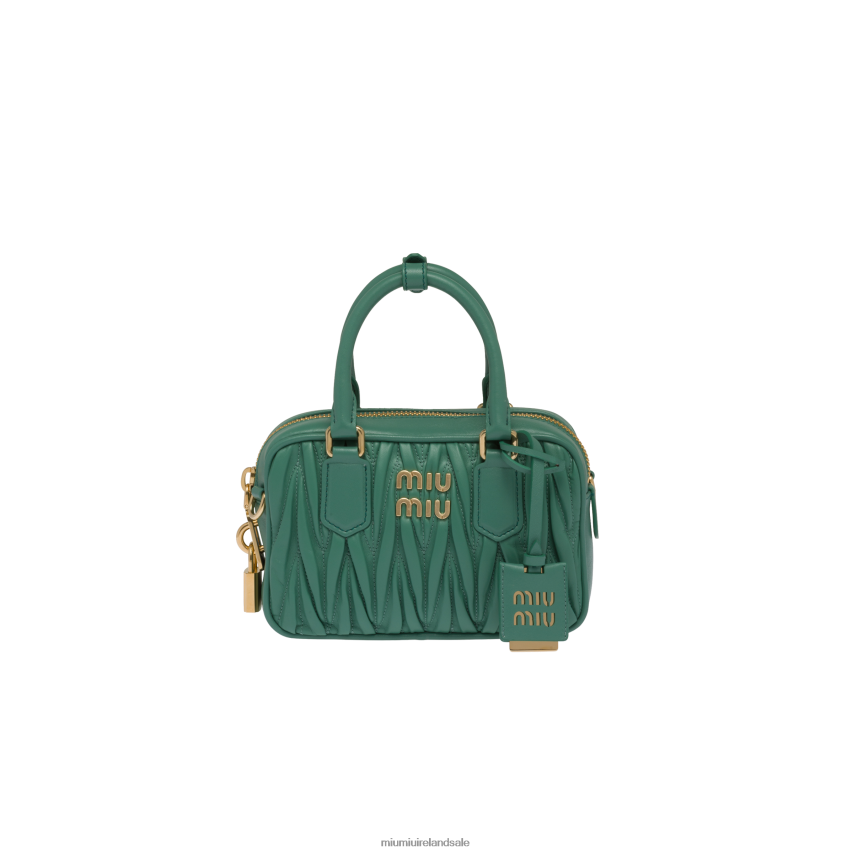 IE Miu MiuCollection Matelasse Nappa Leather Top-handle Bag Sage Green XJN62J44