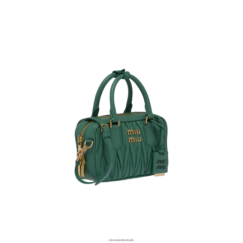IE Miu MiuCollection Matelasse Nappa Leather Top-handle Bag Sage Green XJN62J44