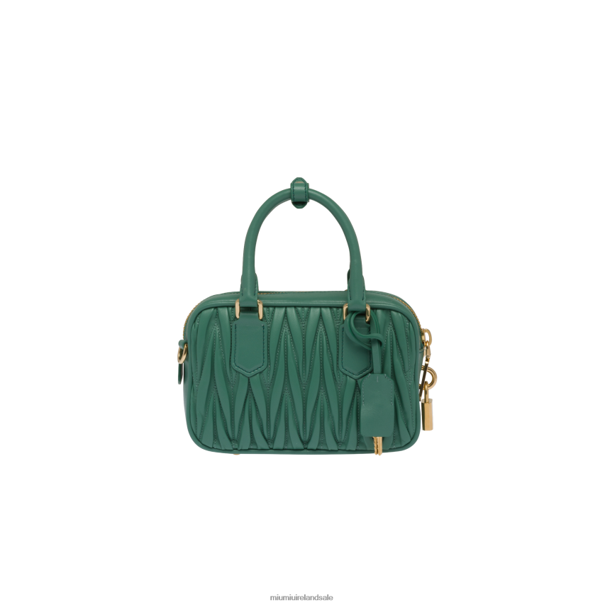 IE Miu MiuCollection Matelasse Nappa Leather Top-handle Bag Sage Green XJN62J44