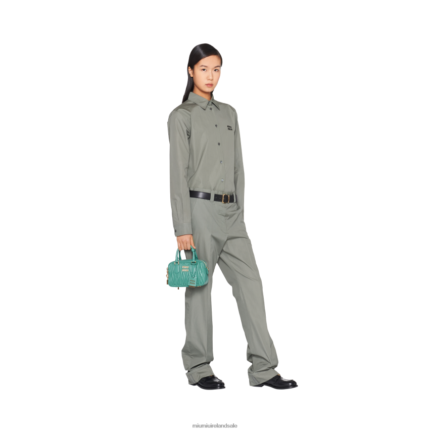 IE Miu MiuCollection Matelasse Nappa Leather Top-handle Bag Sage Green XJN62J44