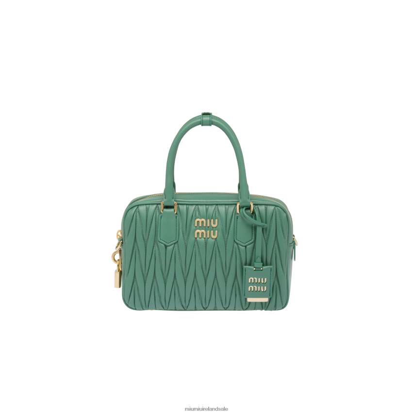 IE Miu MiuCollection Matelasse Nappa Leather Top-handle Bag Sage Green XJN62J68