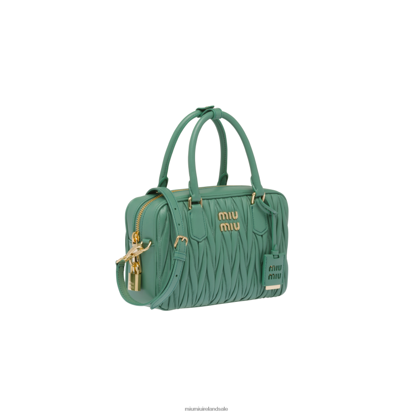 IE Miu MiuCollection Matelasse Nappa Leather Top-handle Bag Sage Green XJN62J68