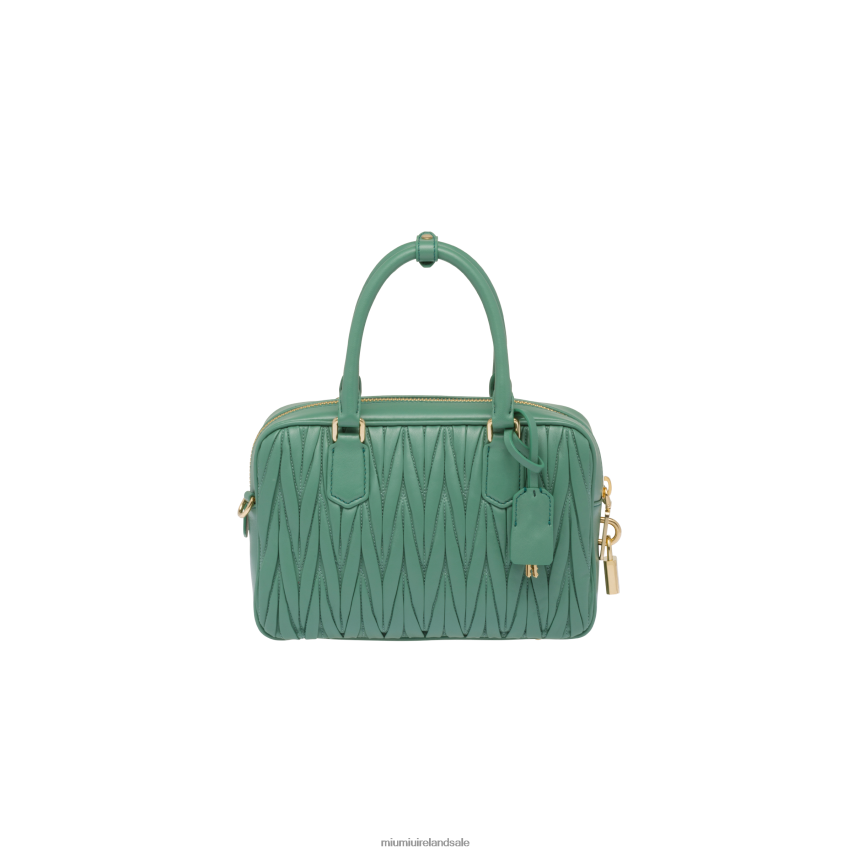 IE Miu MiuCollection Matelasse Nappa Leather Top-handle Bag Sage Green XJN62J68