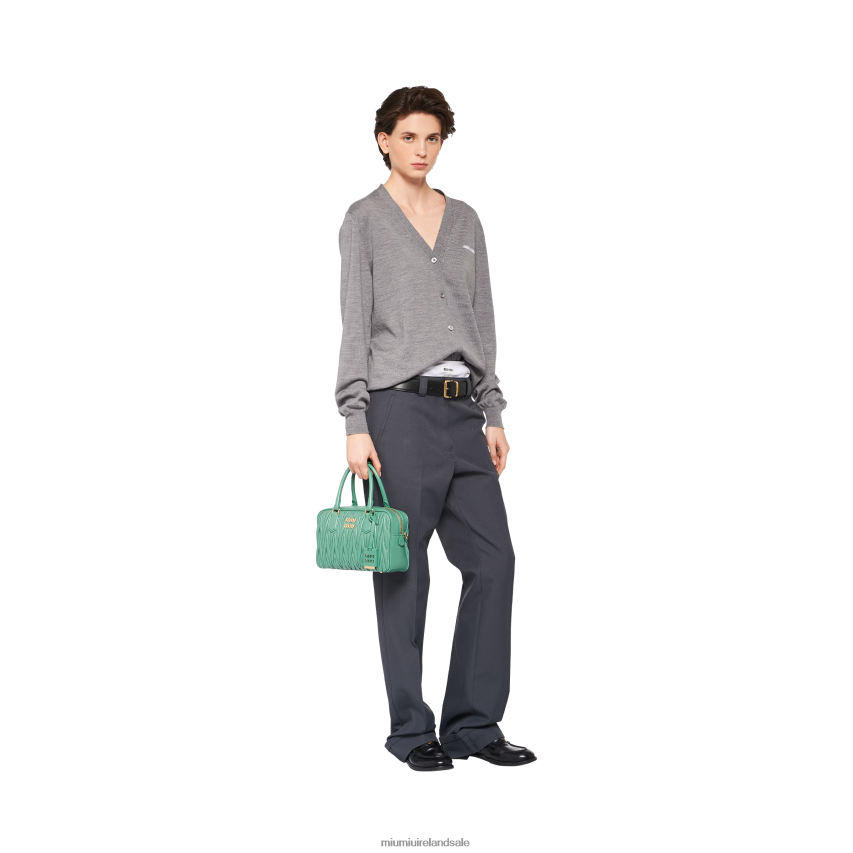IE Miu MiuCollection Matelasse Nappa Leather Top-handle Bag Sage Green XJN62J68