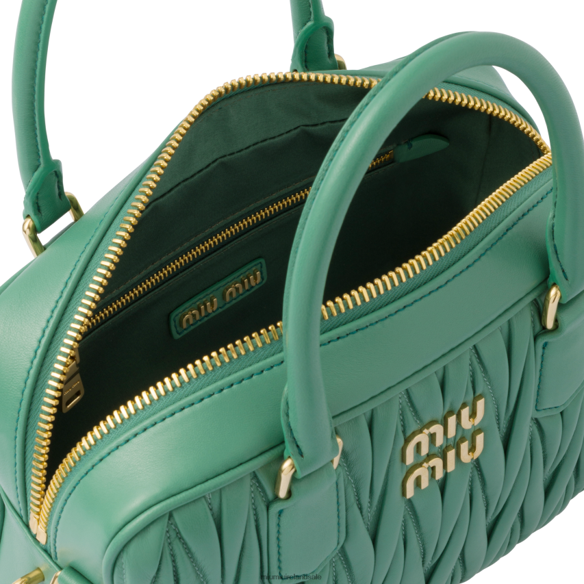 IE Miu MiuCollection Matelasse Nappa Leather Top-handle Bag Sage Green XJN62J68