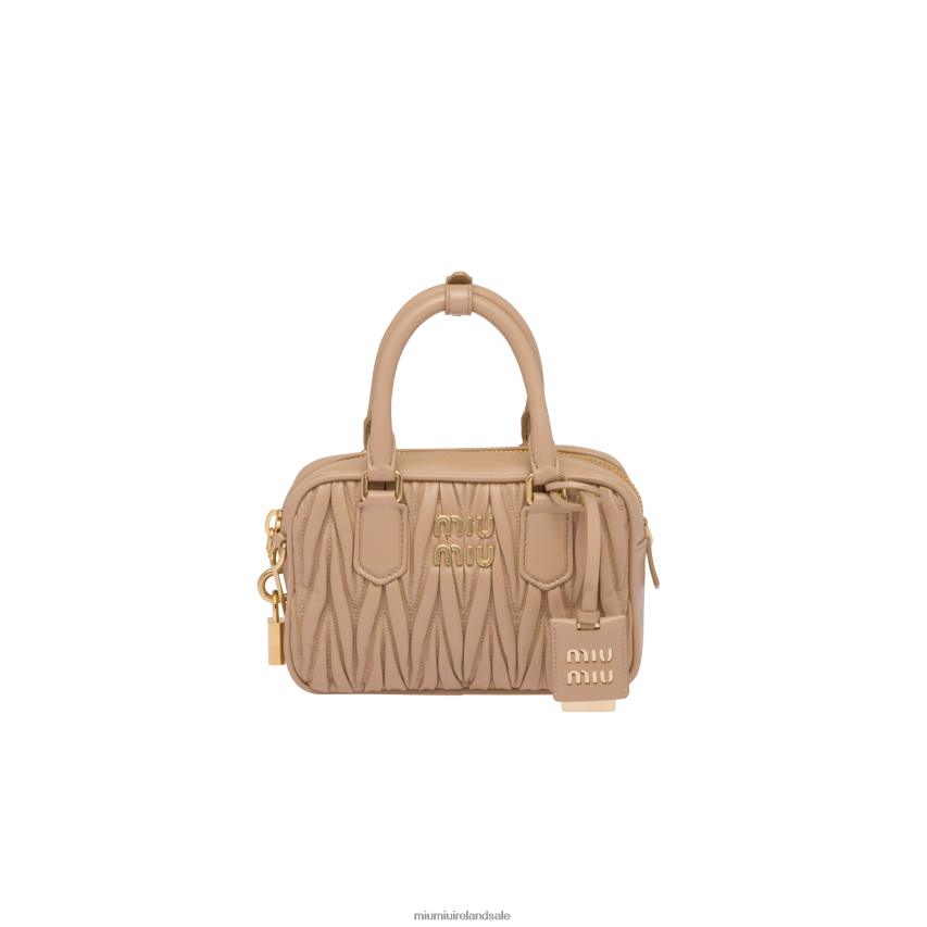 IE Miu MiuCollection Matelasse Nappa Leather Top-handle Bag Sand Beige XJN62J40